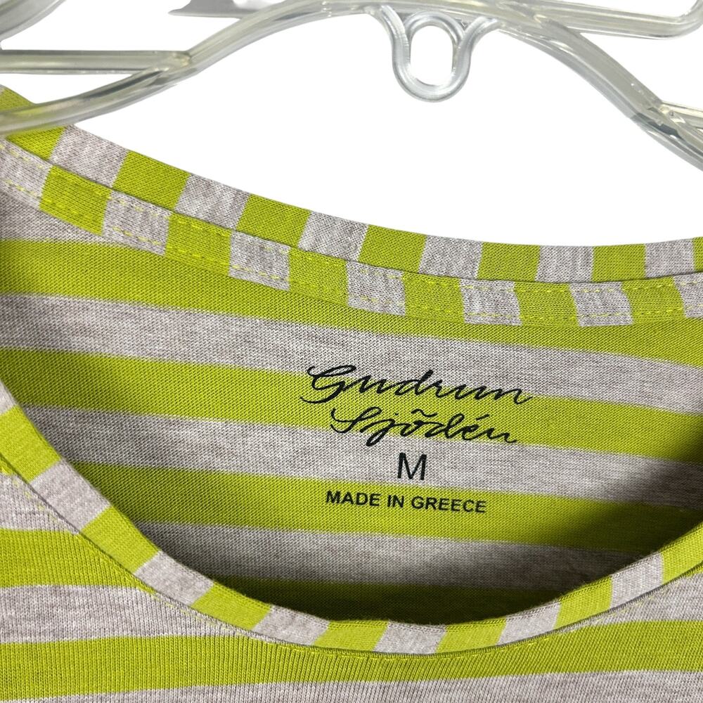 Gudrun Sjoden Long Sleeve Cream Green Striped Organic Cotton Tshirt M - Picture 4 of 6